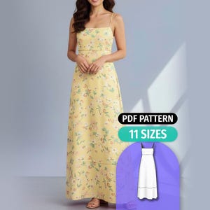 Schnittmuster Maxikleid Sommerkleid: Rüschenrock, verstellbare Träger (PDF)