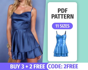 ROMPER SEWING PATTERN | 11 Sizes | Satin Slip Romper Dress pattern for women