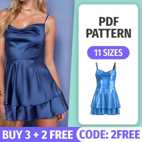 ROMPER SEWING PATTERN | 11 Sizes | Satin Slip Romper Dress pattern for women