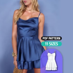 Satin Slip Romper Dress Sewing Pattern: 11 Sizes (PDF Pattern)