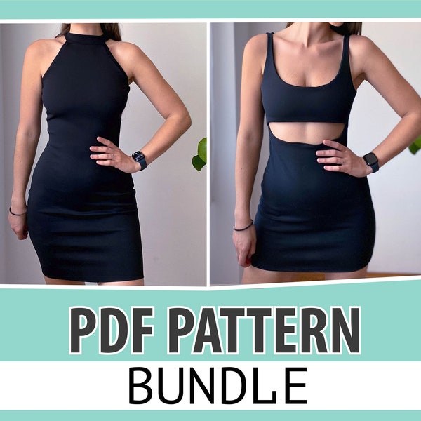 BUNDLE Bodycon Dress Pattern | Strech Dress Pattern | High Neck Dress Pattern | Formal Dress Pattern | Midi dress Pattern PDF