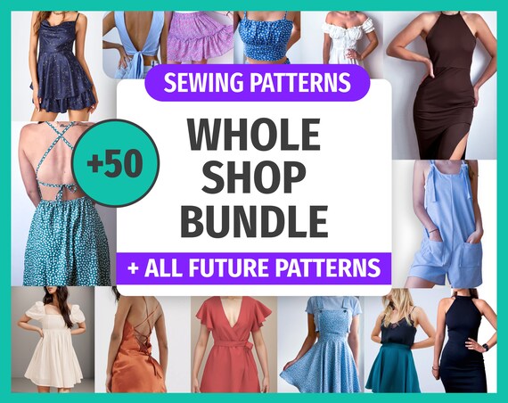 WHOLE SHOP Bundle Sewing Pattern for Womens, Beginner Sewing Patterns,  Lifetime Access, Multi-size 