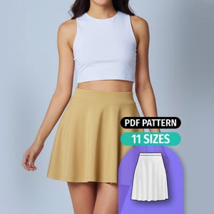 Patrón de costura para falda elástica: corte al bies para mujer, 11 tallas (patrón en PDF)