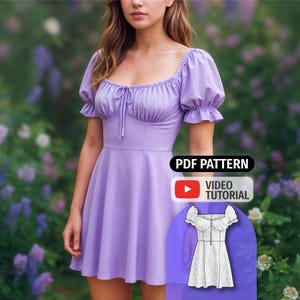 Naaipatroon zomerjurk – mini-jurk met pofmouw melkmeisje – pdf direct downloaden