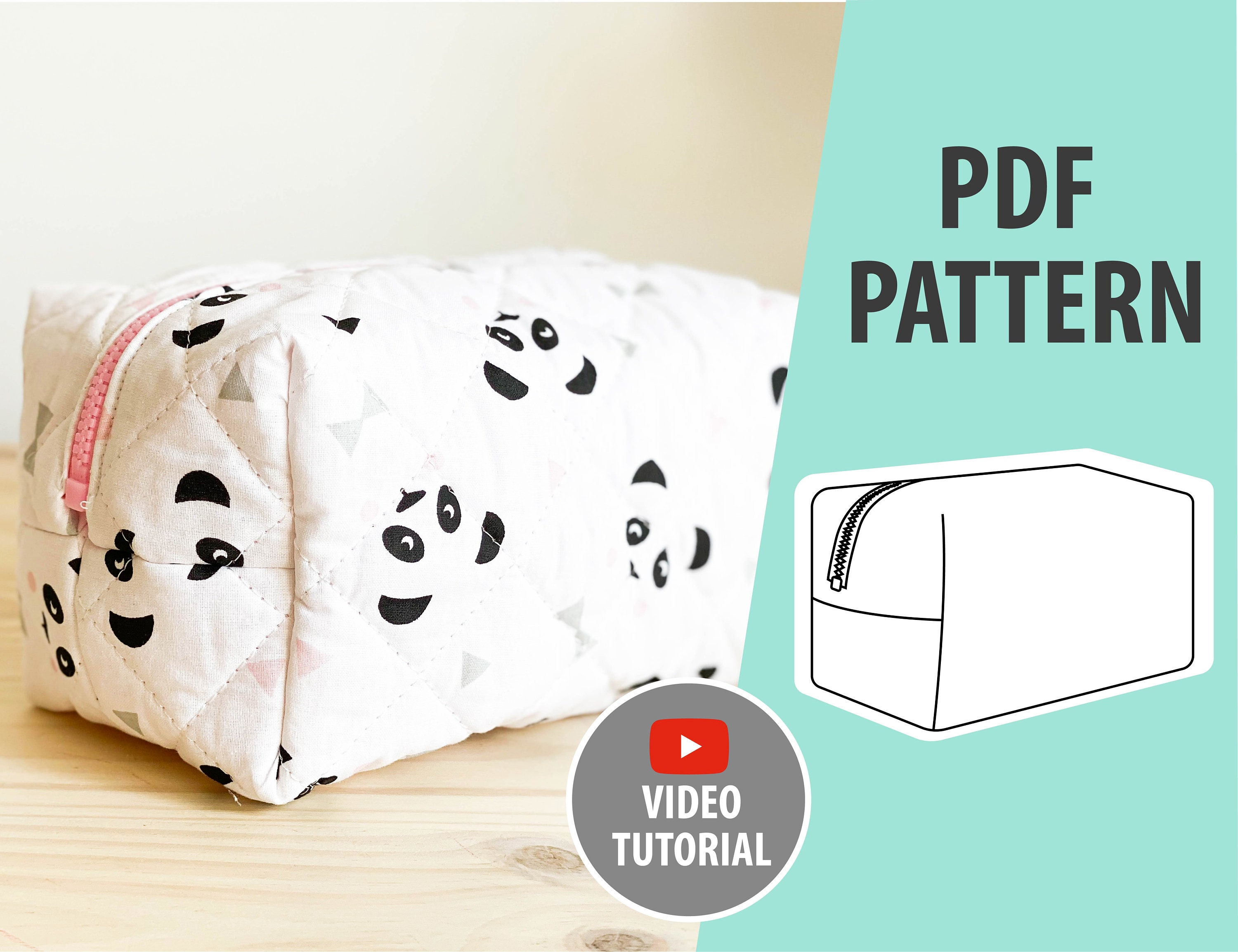 Cute and Quick toiletry Bag DIY PDF sewing pattern