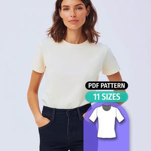 Klassiek T-shirt met ronde hals Naaipatroon: beginnersvriendelijk (pdf-download)