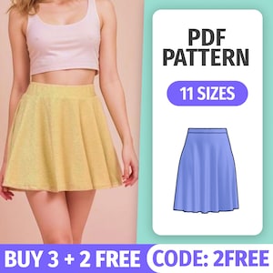 STRETCH SKIRT Pattern Half Skirt Digital Pattern Bias Cut Skirt sewing Pattern for women 11 Sizes image 1