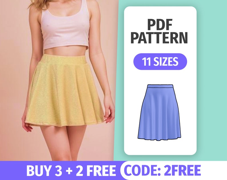 STRETCH SKIRT Pattern Half Skirt Digital Pattern Bias Cut Skirt sewing Pattern for women 11 Sizes image 1