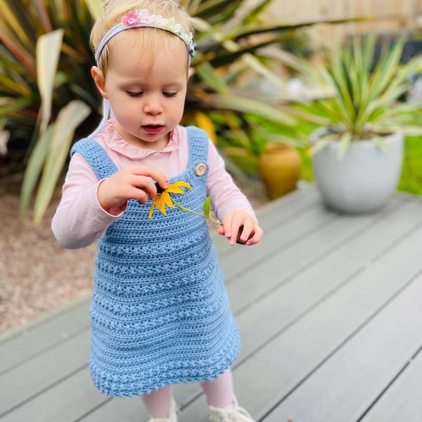 Robe Fille Crochet Main – 100% Coton égyptien, 24-36 Mois, Style Princesse Disney