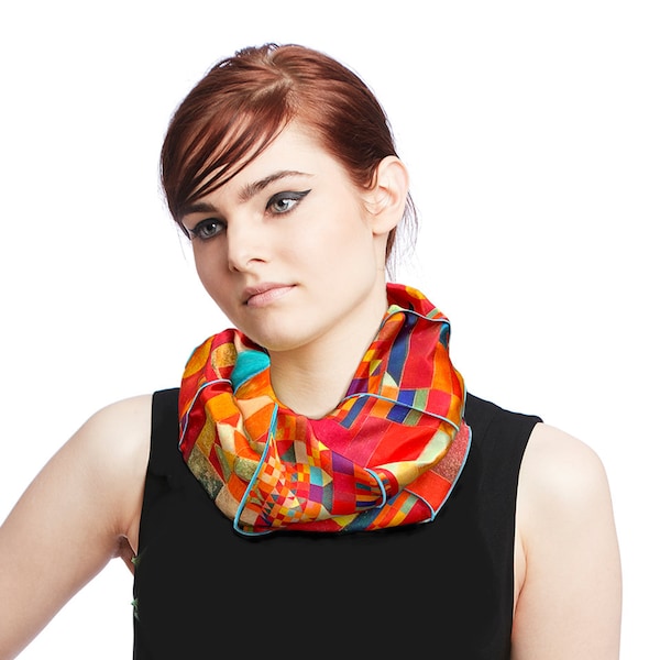 Silk Art Scarf (Vitta Serica Artis)(Rind#10 Tree Link Blue Logo) RJSTH@Fabric#10 RJSTHW2026 RJS main image 1