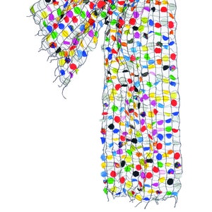 Cheerful silk scarf with colorful &quot;confetti&quot; dots