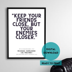 58, THE GODFATHER: Part II, Paramount, 1974, 'Greatest 100 Movie quotes of all time', Wall Art, Black, White, Digital Printable