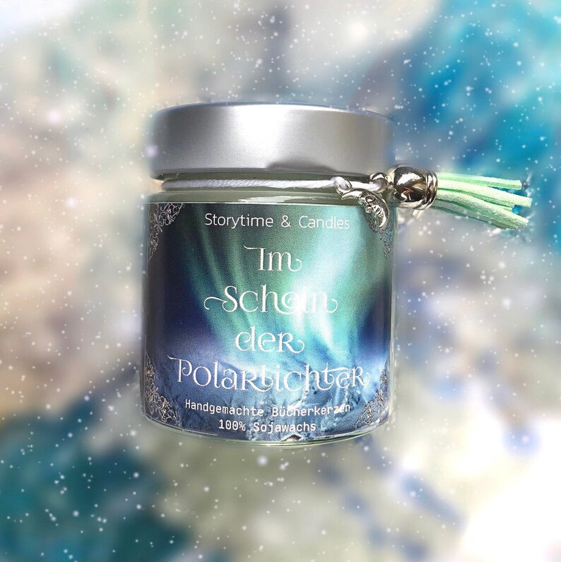 Book Candle BOOKISH SOY CANDLE Christmas gift In the Glow of the Northern Lights Storytime and Candles Scented Candle Glitter Candle Wintery