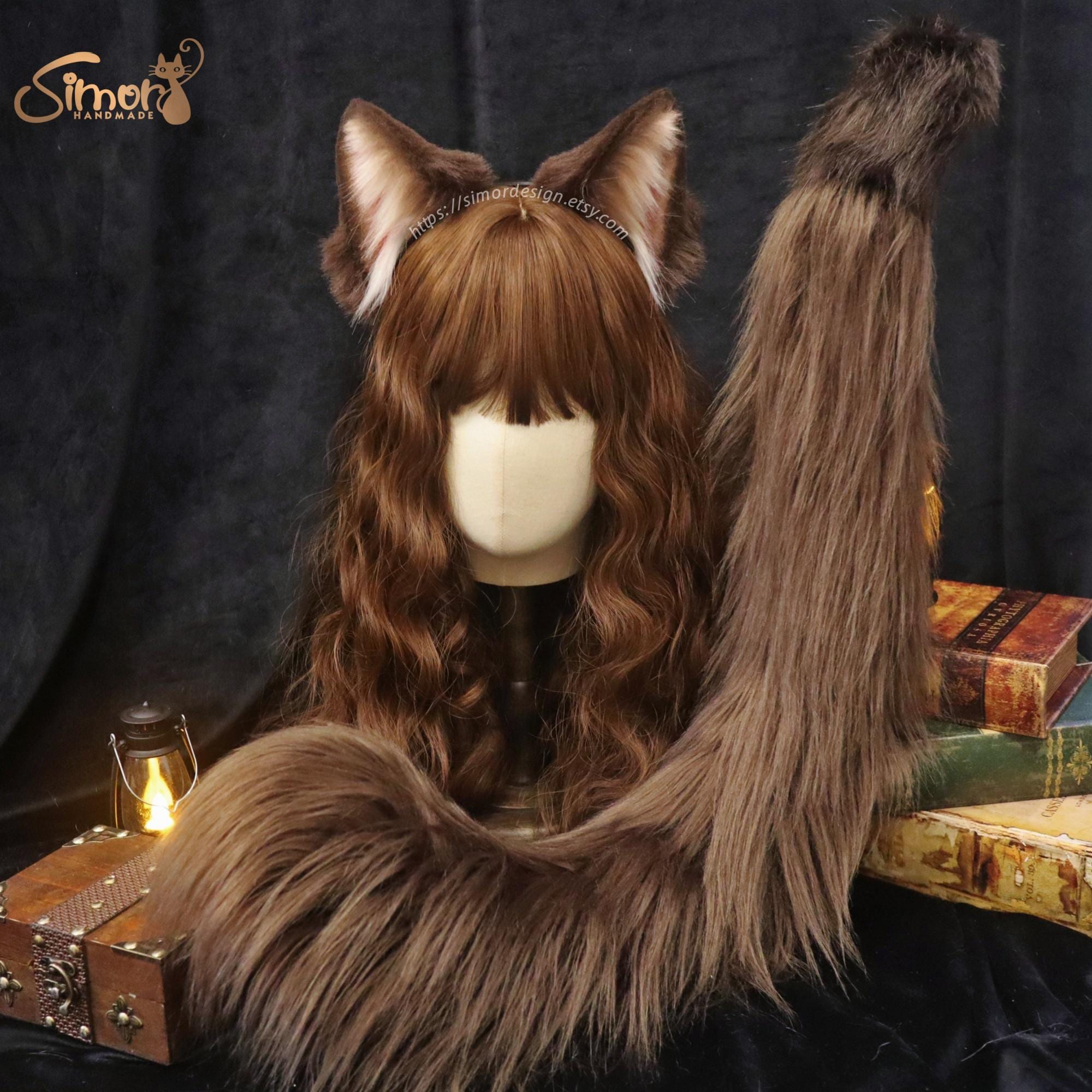 Faux Fur Cat Ears Headband & Tail Set