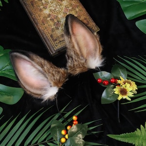 Realistic Faux Fur Bunny Ear Tail|Plush Ribbit Ear Headband|Handcrafted Animal Ears for Cosplay, Lolita|Cute Kawaii Accessory