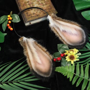 Handmade Realistic Faux Fur Bunny Ears | Plush Animal Ear Headband |Handcrafted Animal Ears for Cosplay, Lolita, or Daily Whimsy