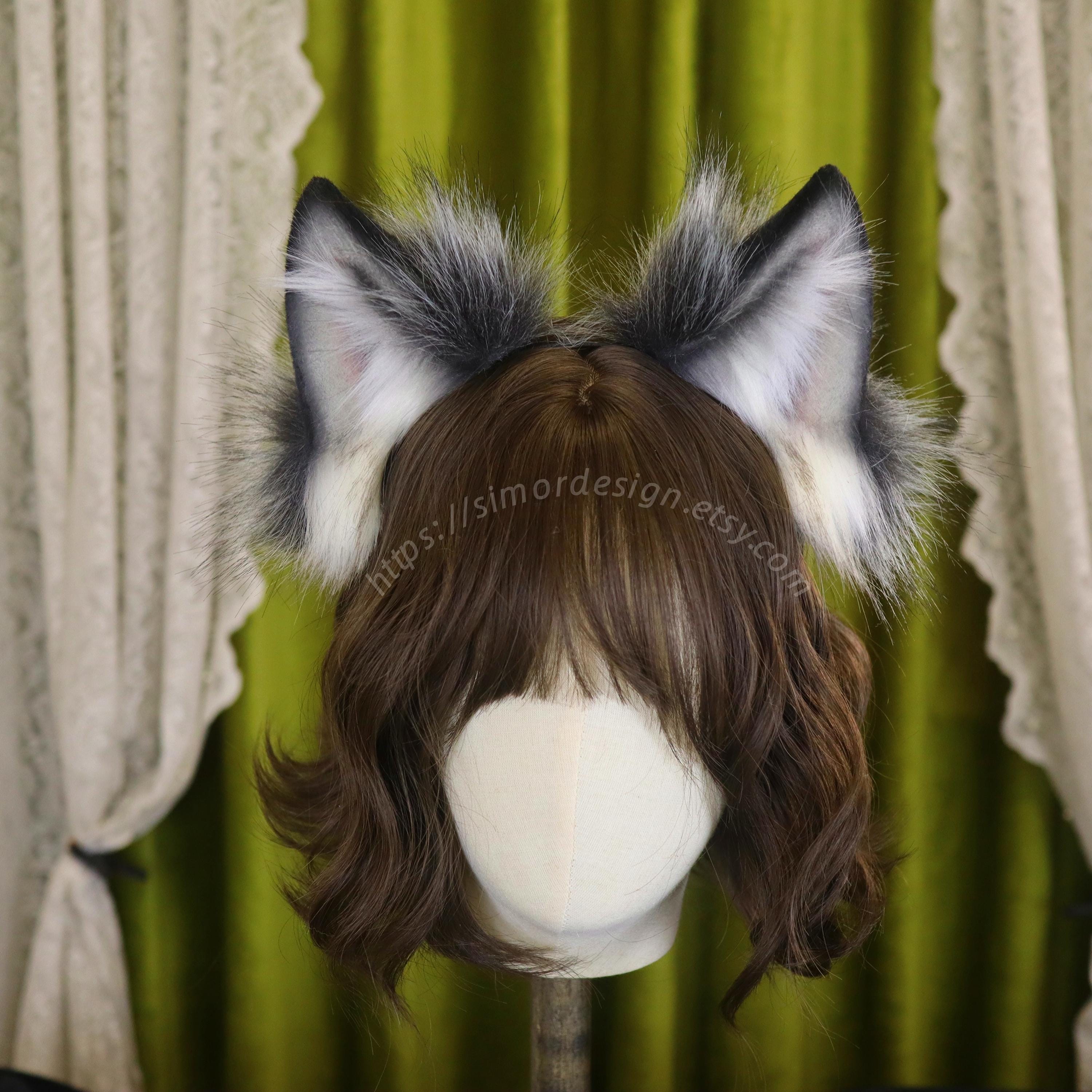 Faux Fur Plush Animal Ear Headband - Wolf & Lynx Cosplay Costume Headwear Handmade Faux Fur Lynx Ears Headband and Tail Set: Cosplay  main image 2