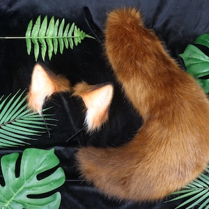 Handmade Realistic Faux Fur Fox Ears Fox Tail | Plush Animal Ear Headband |Handcrafted Animal Ears for Cosplay, Lolita|Cute Kawaii Accessory