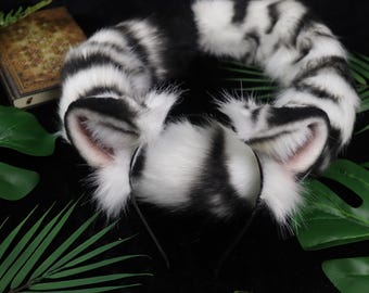 Faux Fur Tiger Ears and Tail Set: Cosplay Costume Accessory