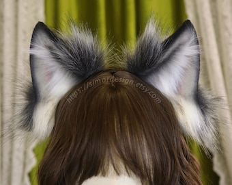Faux Fur Wolf Ears Headband & Tail Set: Halloween Cosplay