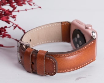 Apple Watch Band, Monogrammed Vintage Watch Band, Engraving Leather Apple Watch Band, iWatch 6 Strap, Best Customized Christmas Gift