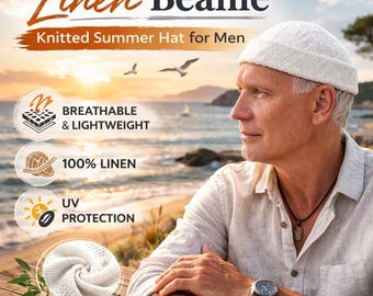 Linen Fisherman Beanie: Knitted Summer Hat for Men