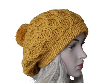 Béret d'hiver pour femme Béret français et bonnet à pompon Accessoires en tricot