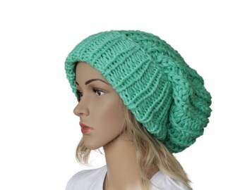 Bonnet super ample pour femme Chapeau à bord plié Chapeau d'hiver épais Accessoires en tricot