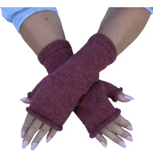 Alpaca vingerloze handschoenen met duim Gebreide handschoenen Handwarmers Polswarmers Autohandschoenen Gebreide accessoires afbeelding 2