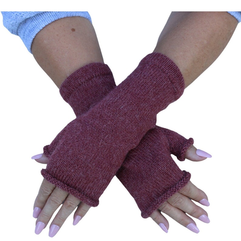 Mitaines en alpaga avec pouce Gants en tricot Chauffe-mains Chauffe-poignets Gants de conduite Accessoires en tricot image 2