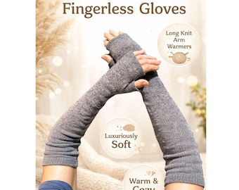 Mitaines en laine mérinos et cachemire : manchettes longues en tricot