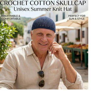 Crochet Cotton Skullcap: Unisex Summer Knit Hat