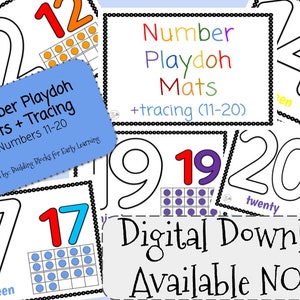 Number Tracing + Playdoh Mats (11-20) Digital Download