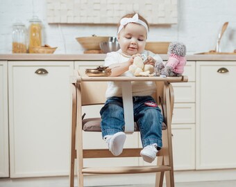 Wooden Montessori stool, Montessori tower, High chair with pillow, High Chair for Toddlers, Handmade Wooden High Chair, Toddler tower