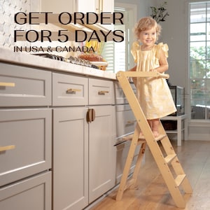 Foldable kitchen tower, Adjustable Height Helper Stool, Montessori furniture, Toddler Step Stool, Convertible Kid Furniture, Learning ladder