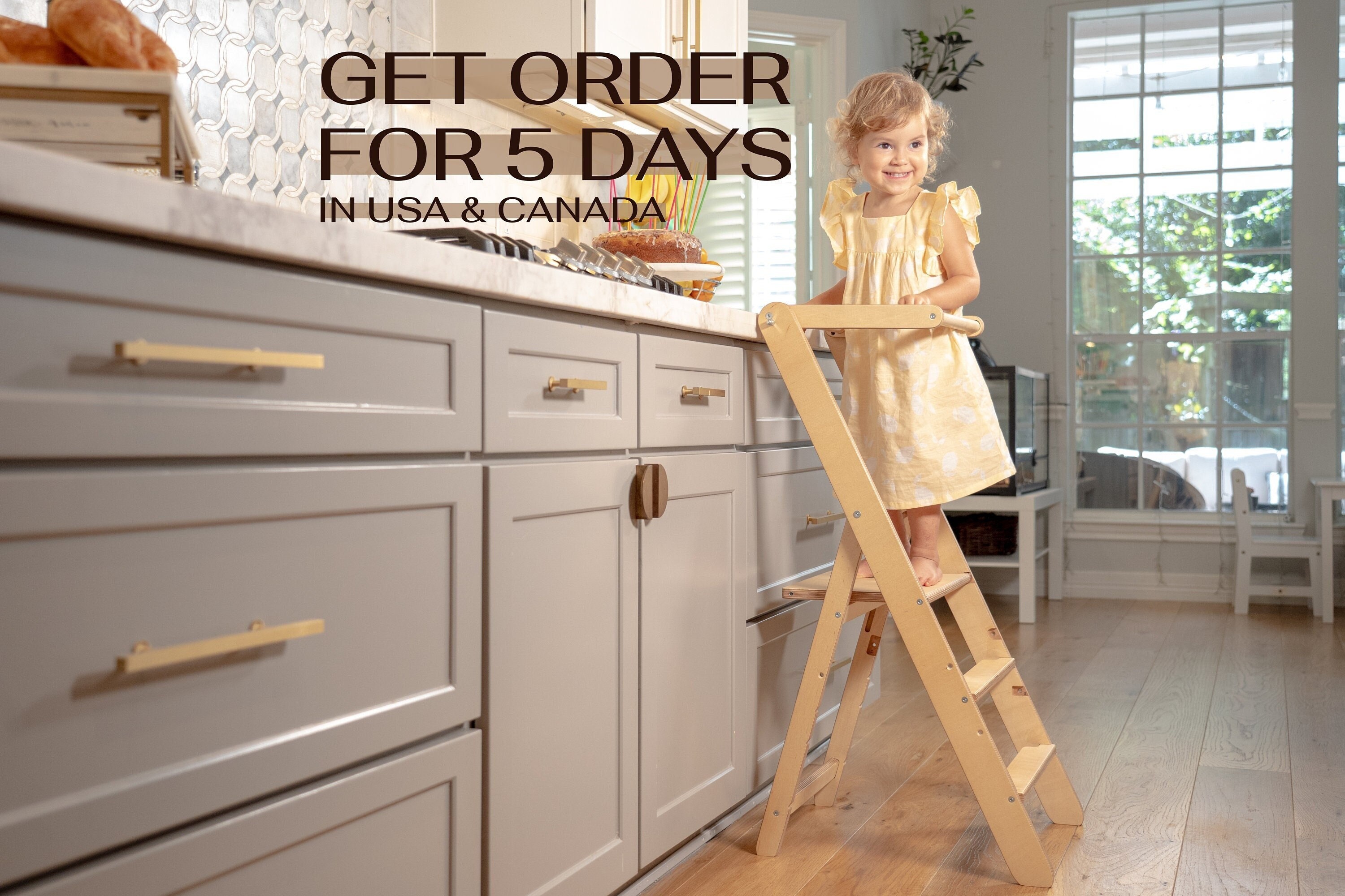Gimars Foldable Toddler Kitchen Step Stool Helper For Kids Ages 2-6, Lockable,Anti Fall Montessori Toddler Tower For Learning