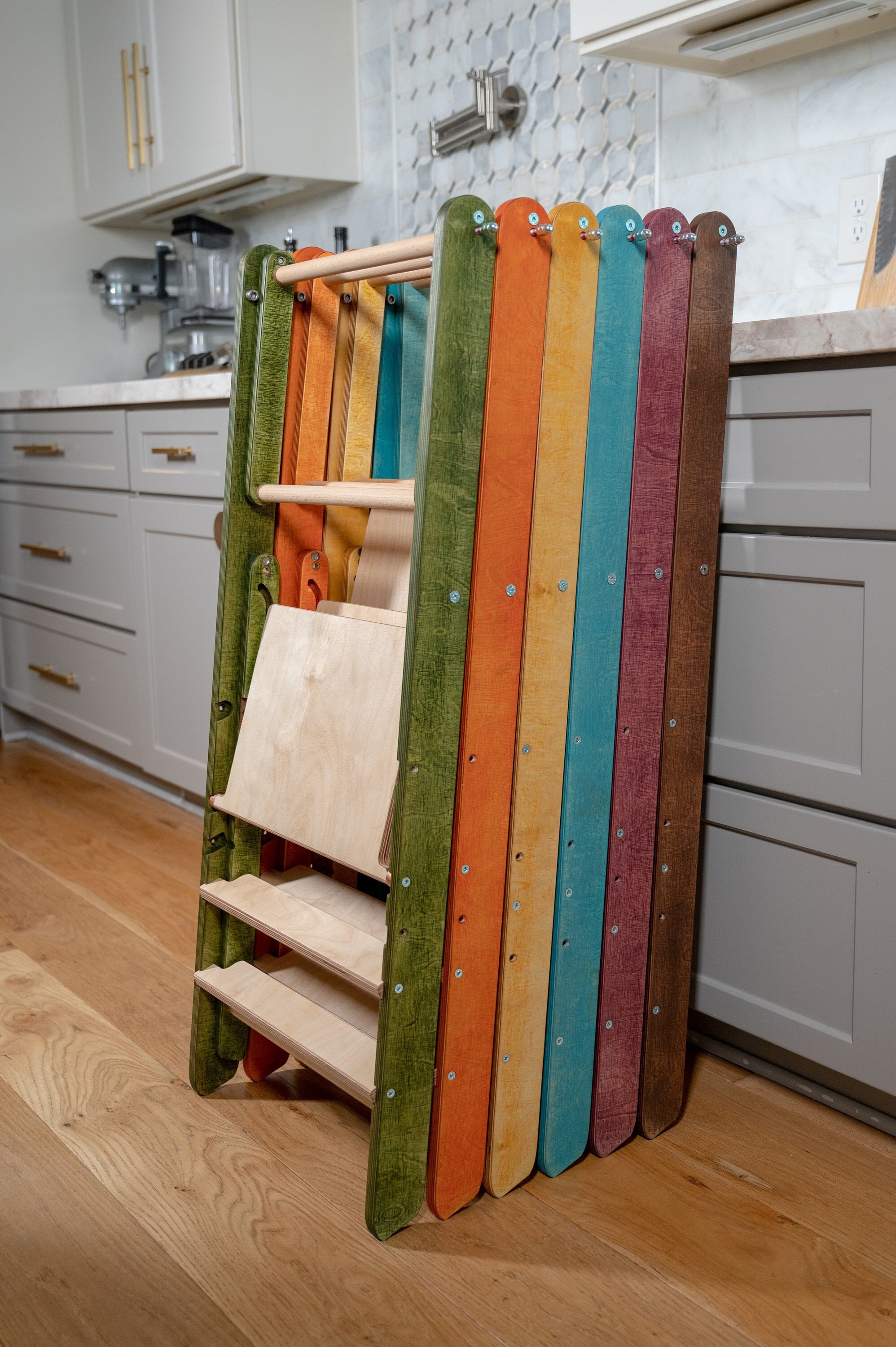 Kitchen tower, Slim foldable kitchen stool, Montessori tower, Kitchen step stool, Convertible kids furniture, Toddler help tower
