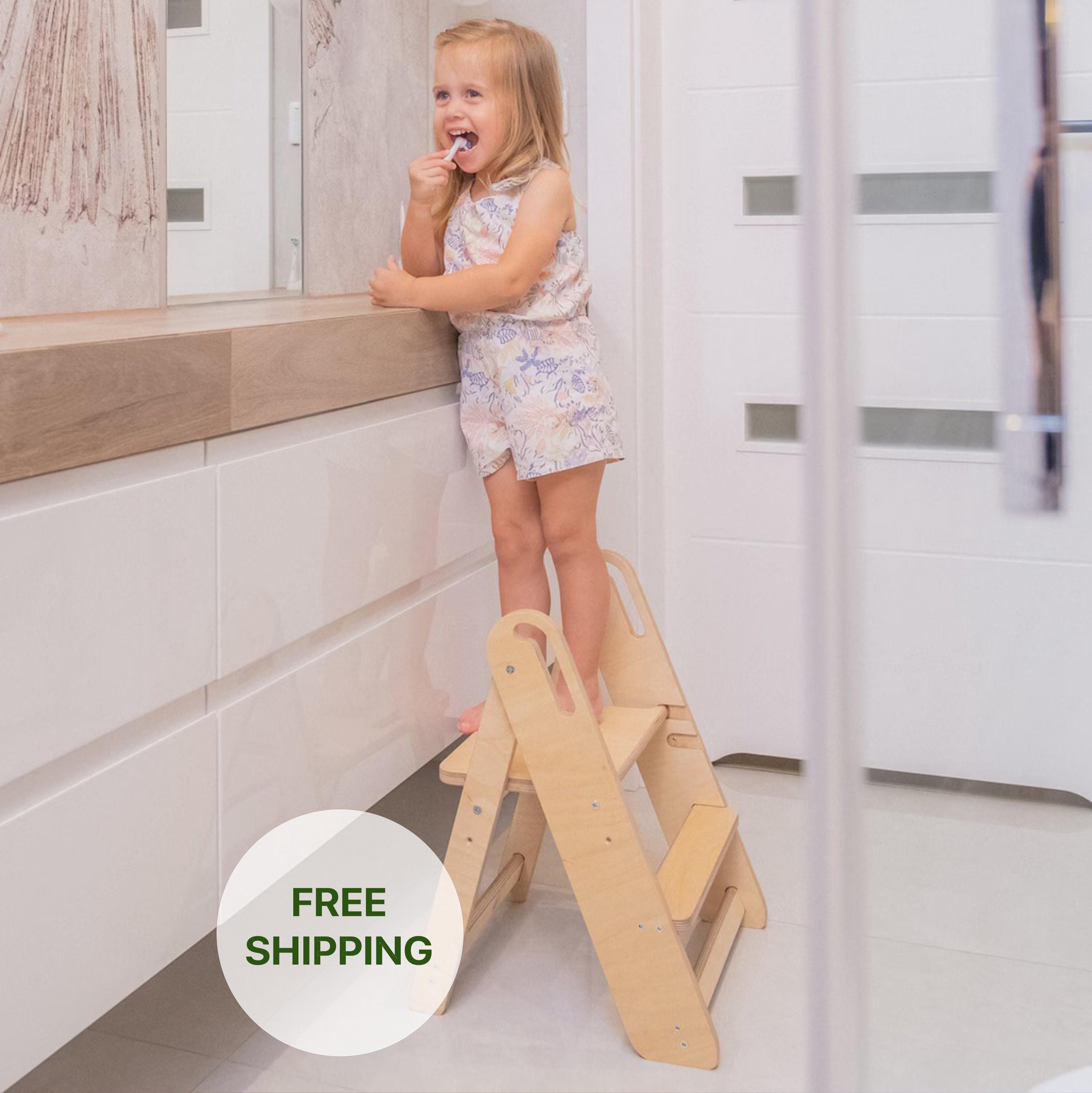 Foldable Birch Plywood Toddler Kitchen Step Stool & Tower - Etsy