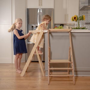 Montessori Kitchen Help Tower: Foldable Birchwood Learning Stool