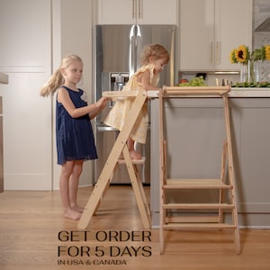 Help tower, fold kitchen ladder, step stool adult, slim foldable kitchen stool, adjustable toddler helper, convertible kids furniture