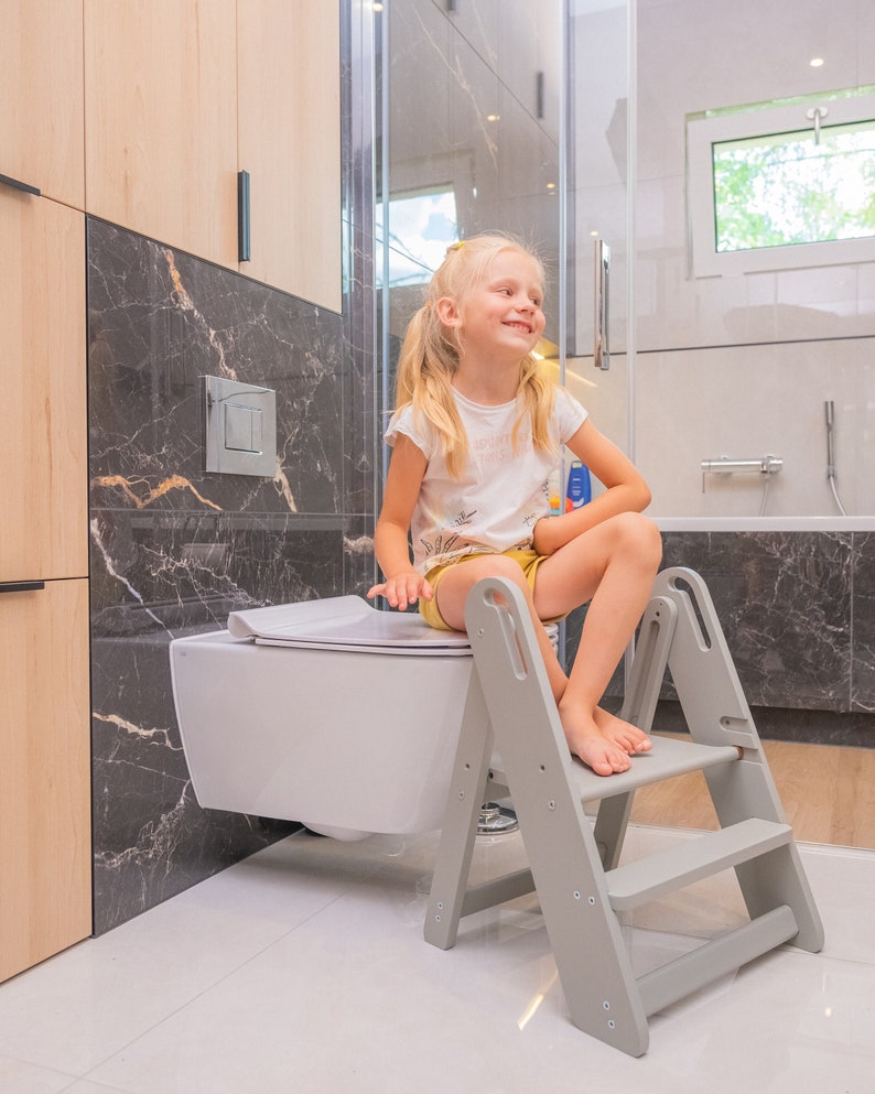 Two Steps Small Wooden Ladder Bathroom Kids Stool Wood Step Etsy