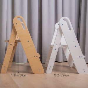 Two steps small wooden ladder, Wood Step stool, Wood step stool for adult and children, kitchen adjustable step, Small wooden ladder image 6