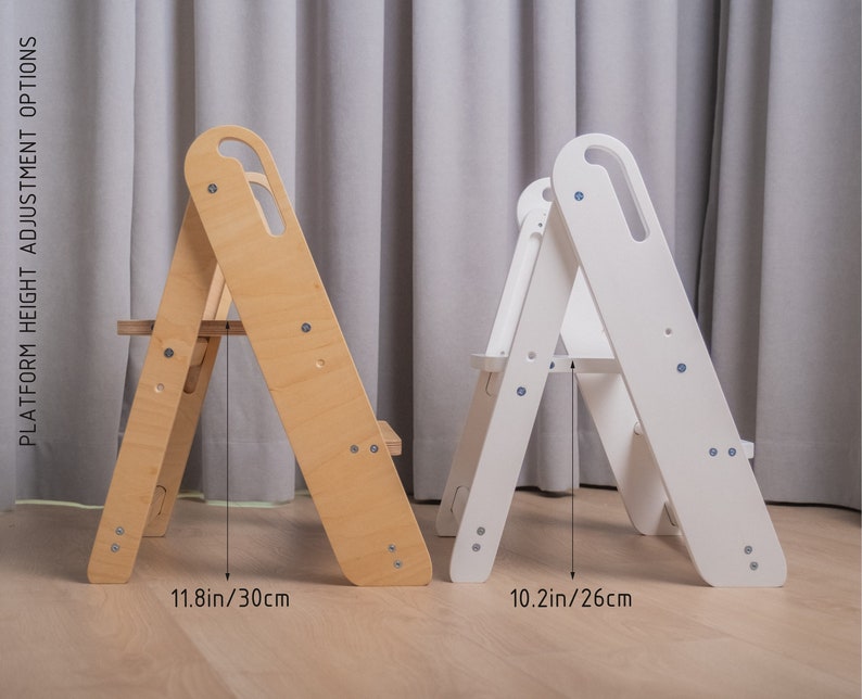 Two steps small wooden ladder, Wood Step stool, Wood step stool for adult and children, kitchen adjustable step, Small wooden ladder image 6