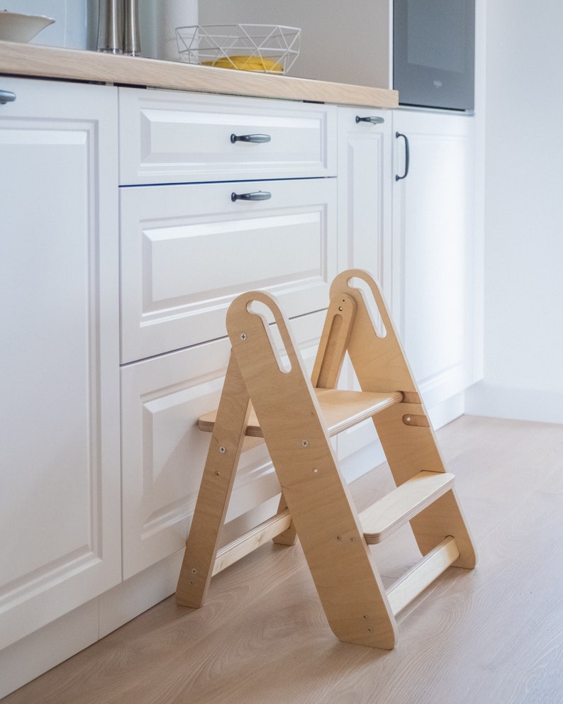 Toddler wooden step stool, step stool for kids and adults, bathroom stool, wood bathroom kids stool image 1