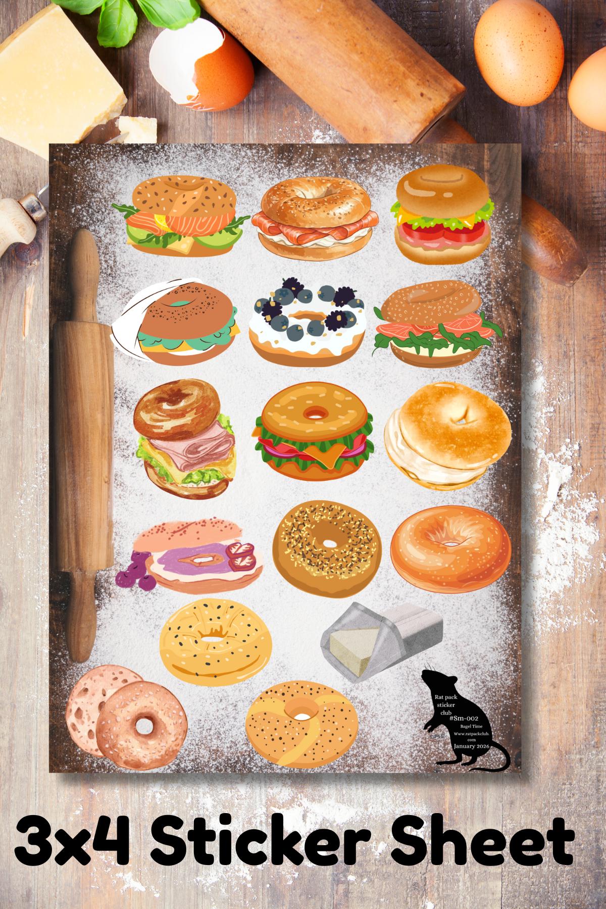 Bagel Sticker Design Bagel Time Sticker Sheet(january 2026 Pack) - Etsy