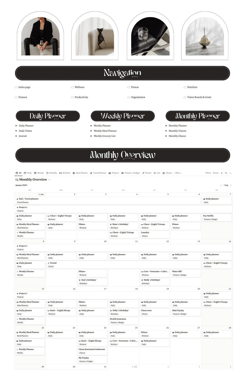 ipad and macbook planner digital notion template aesthetic