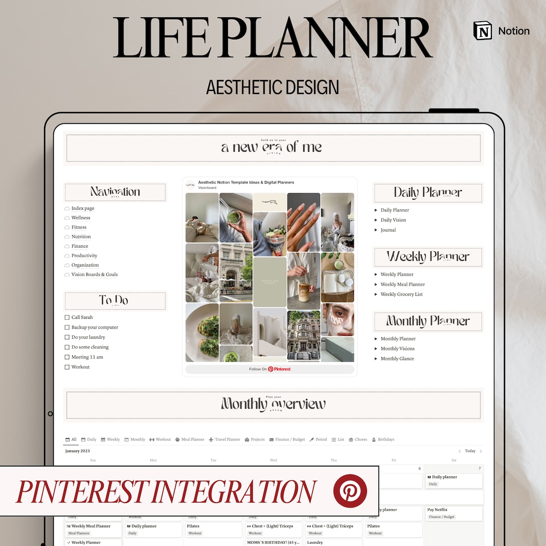 Pink Aesthetic Notion Planner for 2026 2026 Vision Board Notion ...