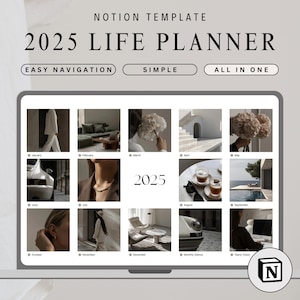 2025 All In One Life Planner Minimal Notion Dashboard Template Aesthetic Daily Personal Planner for ADHD Notion Template Digital Planner