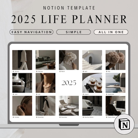 2026 All In One Life Planner Minimal Notion Dashboard Template Aesthetic Daily Personal Planner for ADHD Notion Template Digital Planner