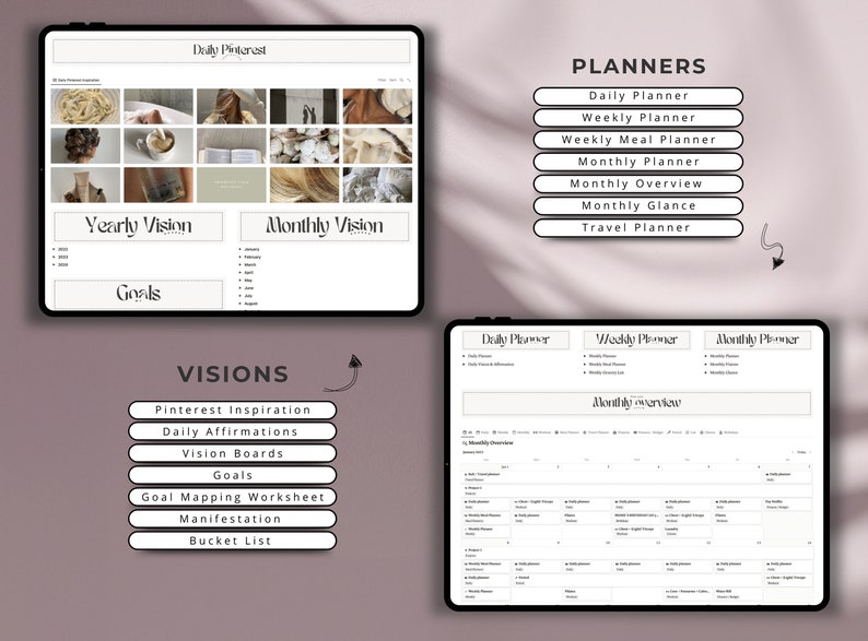 Notion Template Aesthetic Planner Minimalist Dashboard Etsy Norway